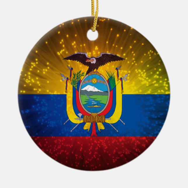 Firework; Ecuador Flag Ceramic Ornament (Front)