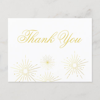 Firework Elegant Gold Script Merci carte postale