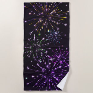 Firework Explosions Graphic Beach Towel