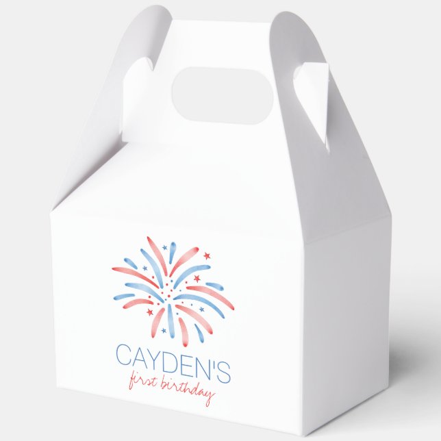Firework Fourth of July Birthday Favor Box (Front)