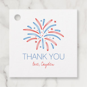 Firework Fourth of July Birthday Favour Tags