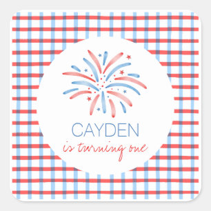 Firework Fourth of July Birthday Square Sticker