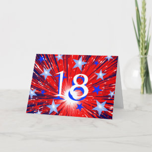 Firework Red White Blue 'Age' birthday card