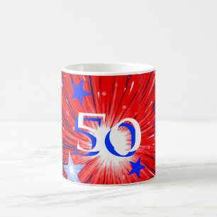 Firework Red White Blue 'Age' mug
