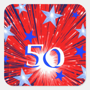 Firework Red White Blue 'Age' sticker square
