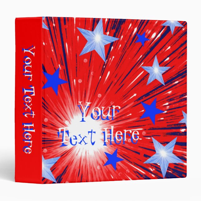 Firework Red White Blue binder 'Your Text' red (Front/Spine)