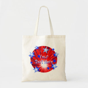 Firework Red White Blue Round 'Your Text' bag