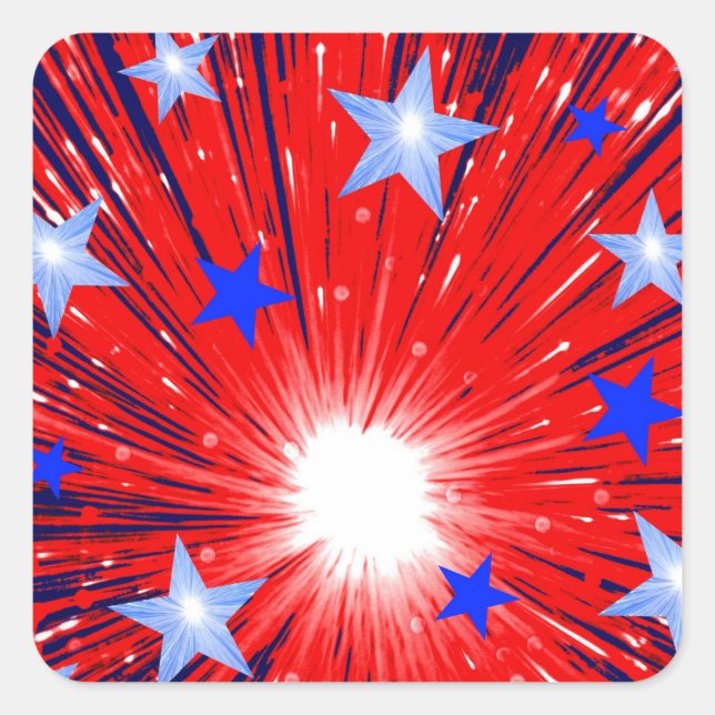 Firework Red White Blue' sticker aquare (Front)