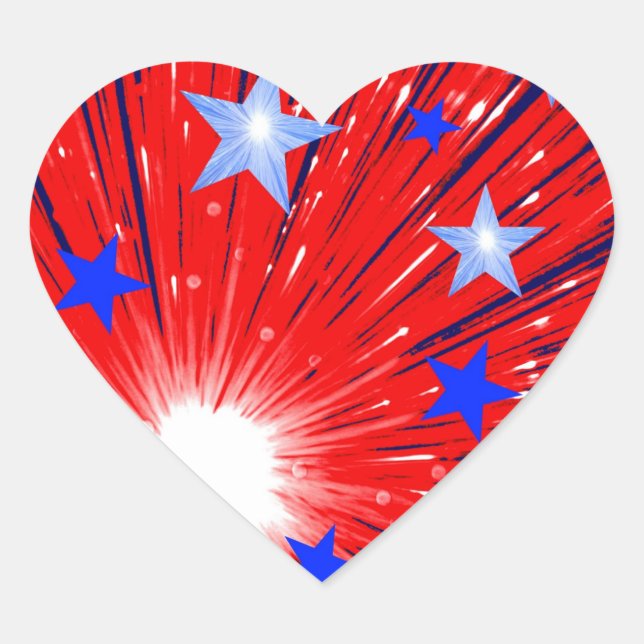 Firework Red White Blue' sticker heart (Front)