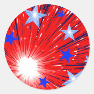 Firework Red White Blue' sticker round