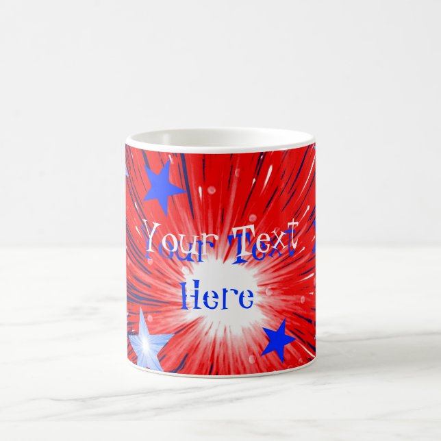 Firework Red White Blue 'Your Text' mug (Center)