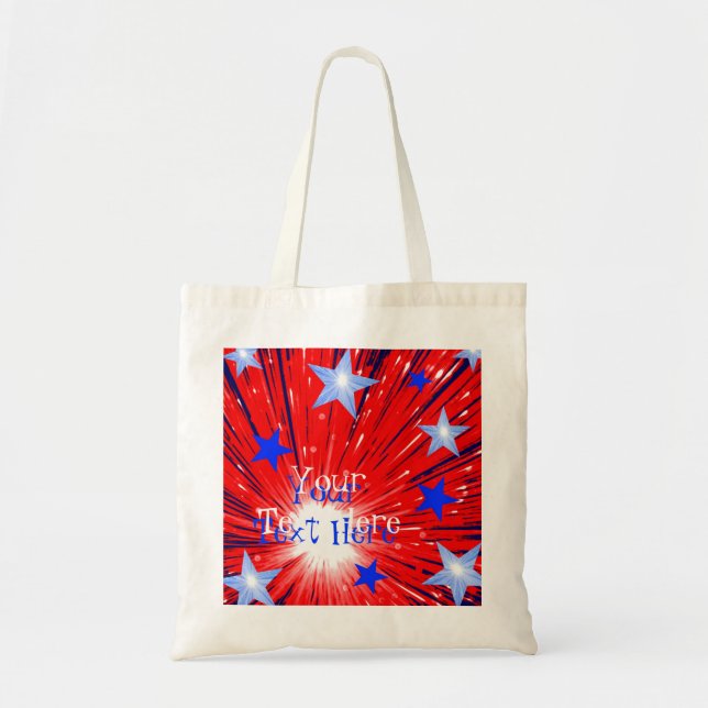 Firework Red White Blue 'Your Text' tote bag (Front)