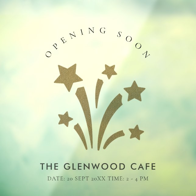 Firework Star Gold Glitter Opening Coming Soon Window Cling (Sheet 3)