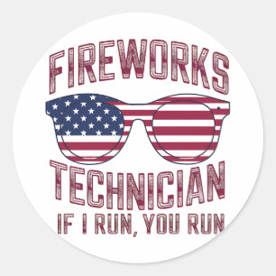 Firework Technician 4Th Of July Funny Usa Classic Round Sticker