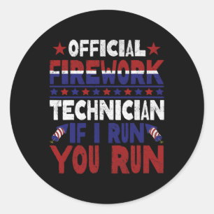 Firework Technician 4th Of July Funny Usa Pyro-tec Classic Round Sticker