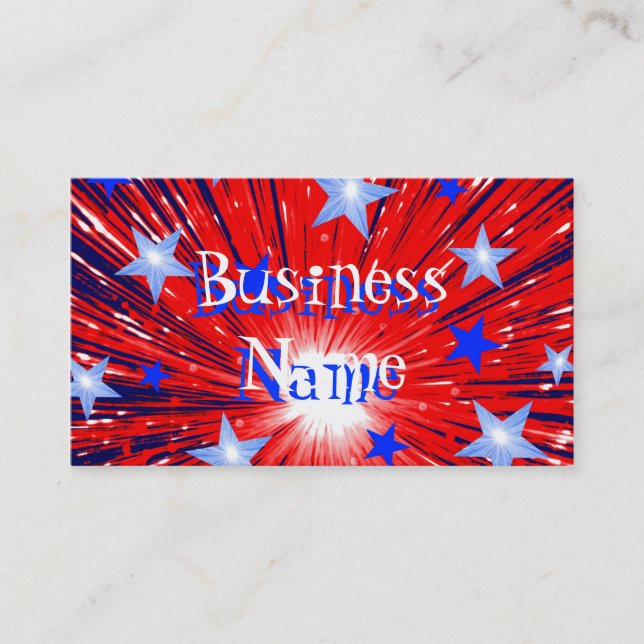 FireworkModèle de carte de visite Rouge Blanc Bleu (Devant)