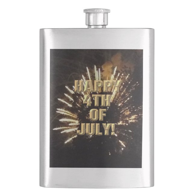 Fireworks 10 4th of July stainless steel flask (Front)
