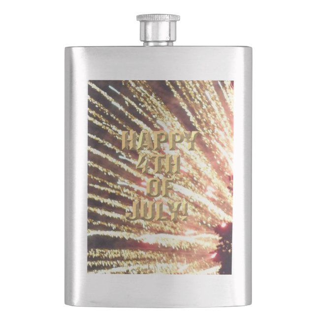 Fireworks 11 4th of July stainless steel flask (Front)