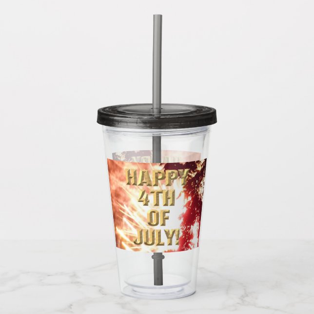 Fireworks 12 4th of July acrylic tumbler (Front)
