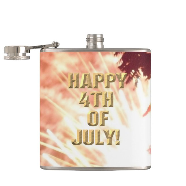 Fireworks 12 4th of July wrapped flask (Opened)