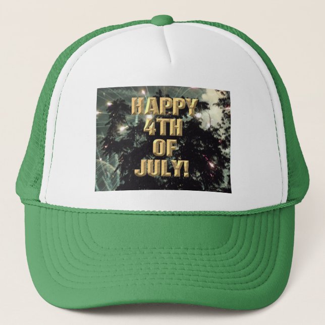 Fireworks 13 4th of July green trucker hat (Front)
