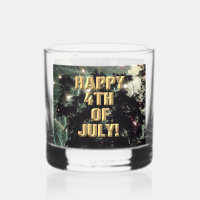 Fireworks 13 4th of July rocks glass