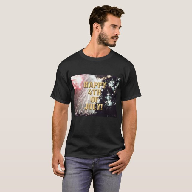 Fireworks 14 4th of July men black shirt (Front Full)