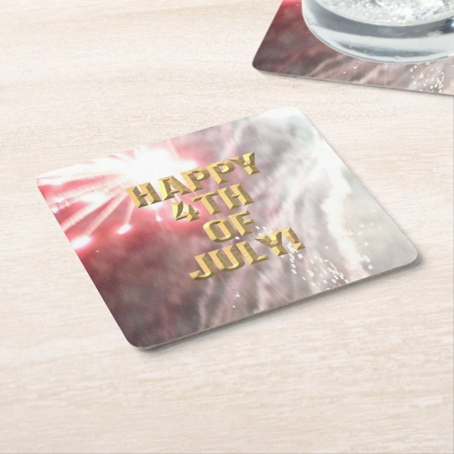 Fireworks 14 4th of July paper coasters (Angled)