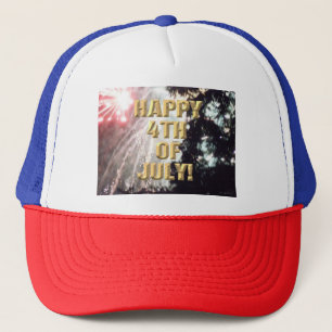 Fireworks 14 4th of July red white blue truck hat