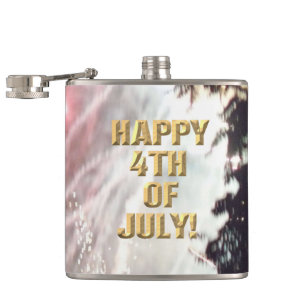 Fireworks 14 4th of July wrapped flask