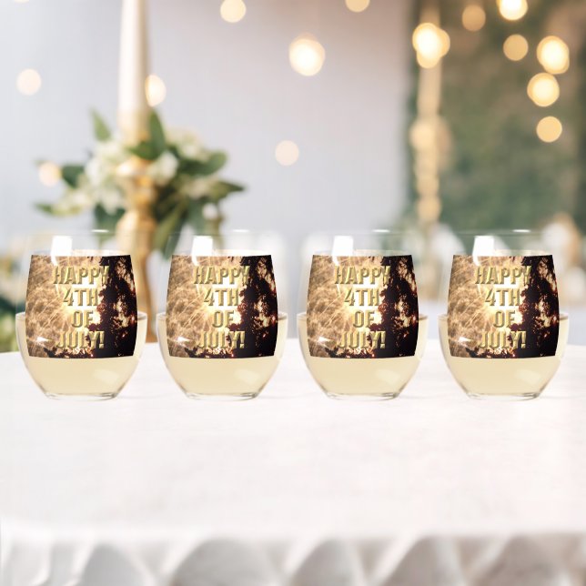 Fireworks 15 4th of July wine glasses set of 4 (Insitu (Wedding))