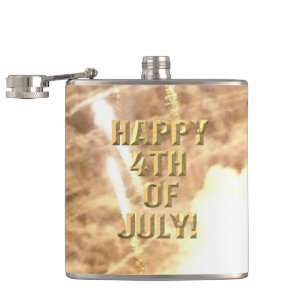 Fireworks 15 4th of July wrapped flask