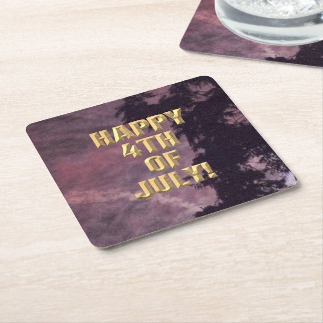 Fireworks 16 4th of July paper coasters (Angled)