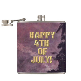 Fireworks 16 4th of July wrapped flask
