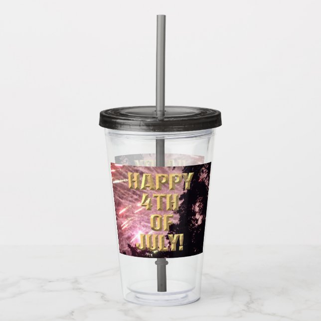 Fireworks 17 4th of July acrylic tumbler (Front)