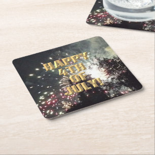 Fireworks 18 4th of July paper coasters