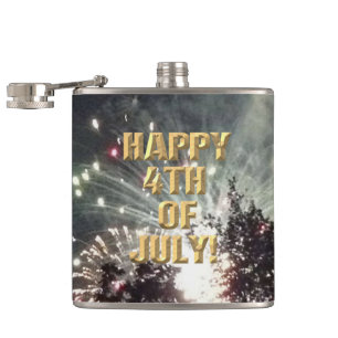 Fireworks 18 4th of July wrapped flask