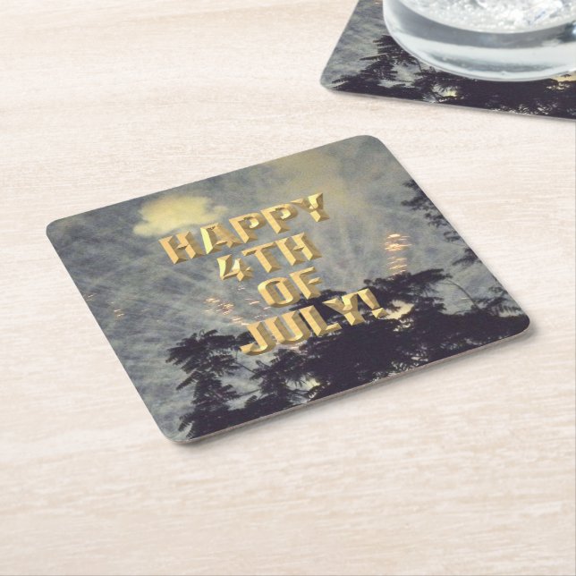 Fireworks 19 4th of July paper coasters (Angled)