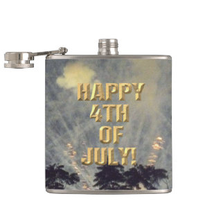 Fireworks 19 4th of July wrapped flask