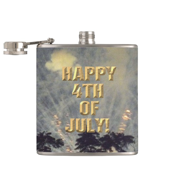 Fireworks 19 4th of July wrapped flask (Opened)
