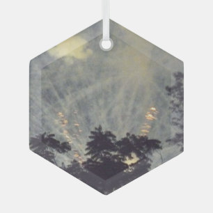 Fireworks 19 glass hexagon ornament
