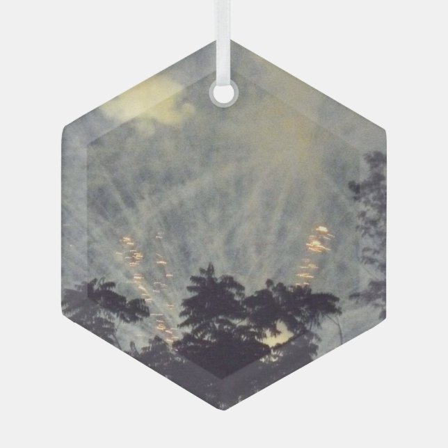 Fireworks 19 glass hexagon ornament (Front)