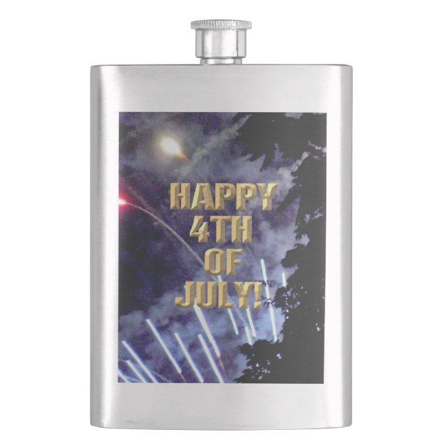 Fireworks 1 4th of July stainless steel flask (Front)