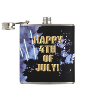 Fireworks 1 4th of July wrapped flask