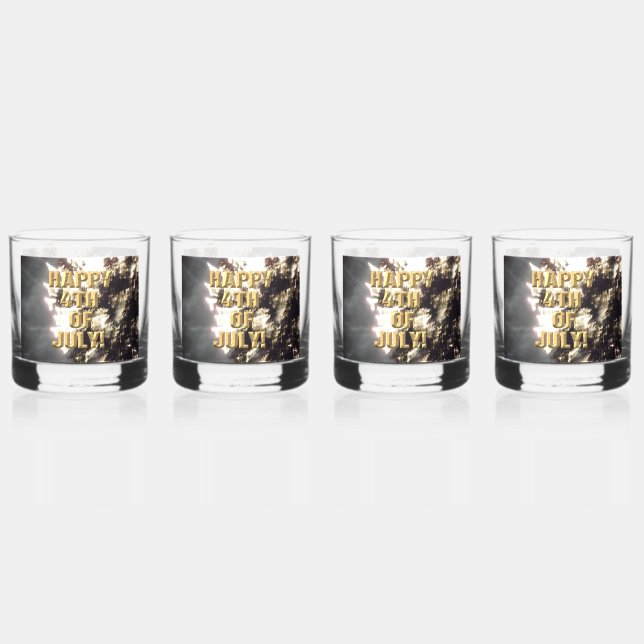 Fireworks 2 4th of July rocks glasses set of 4 (Front)