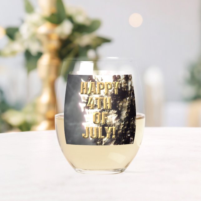 Fireworks 2 4th of July wine glass (Insitu (Wedding))