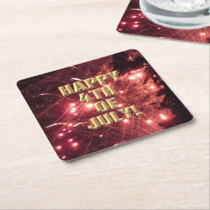 Fireworks 3 4th of July paper coasters