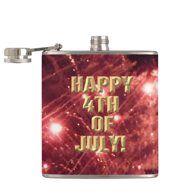 Fireworks 3 4th of July wrapped flask (Opened)