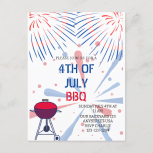 Fireworks 4 juillet BBQ Invitation