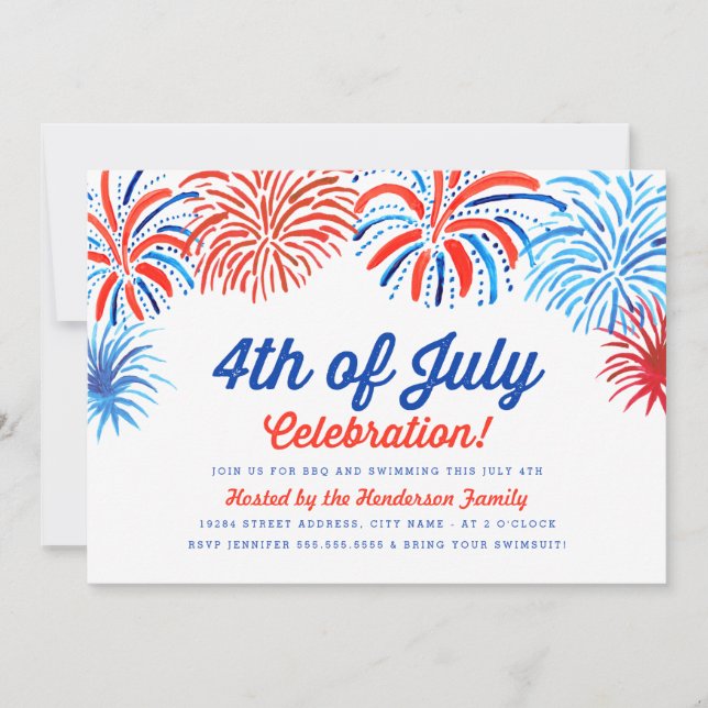 Fireworks 4 juillet Invitation (Devant)